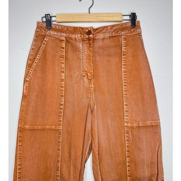 Ulla Johnson Storm Jean Rust Acid Wash Orange Barrel Pants Size 2 Pockets - Picture 4 of 10